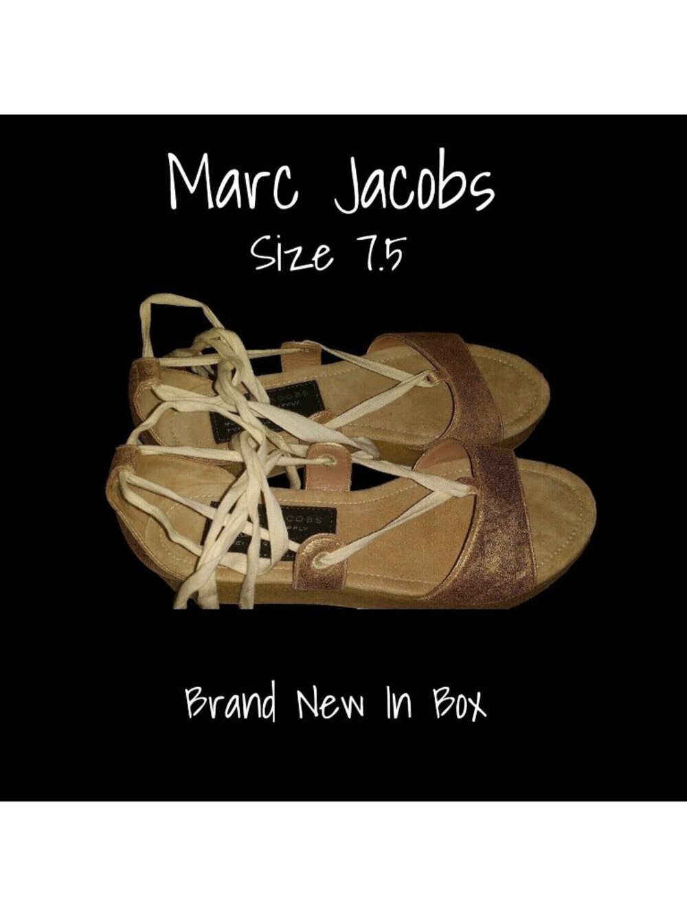 New Marc Jacobs Metallic Gladiator Sandals - Size 7.5 US - In Box